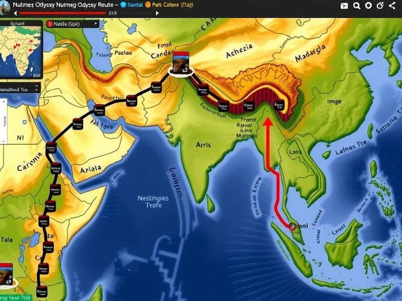 Nutmeg Odyssey player's trade route map showing optimal paths between Indian cities